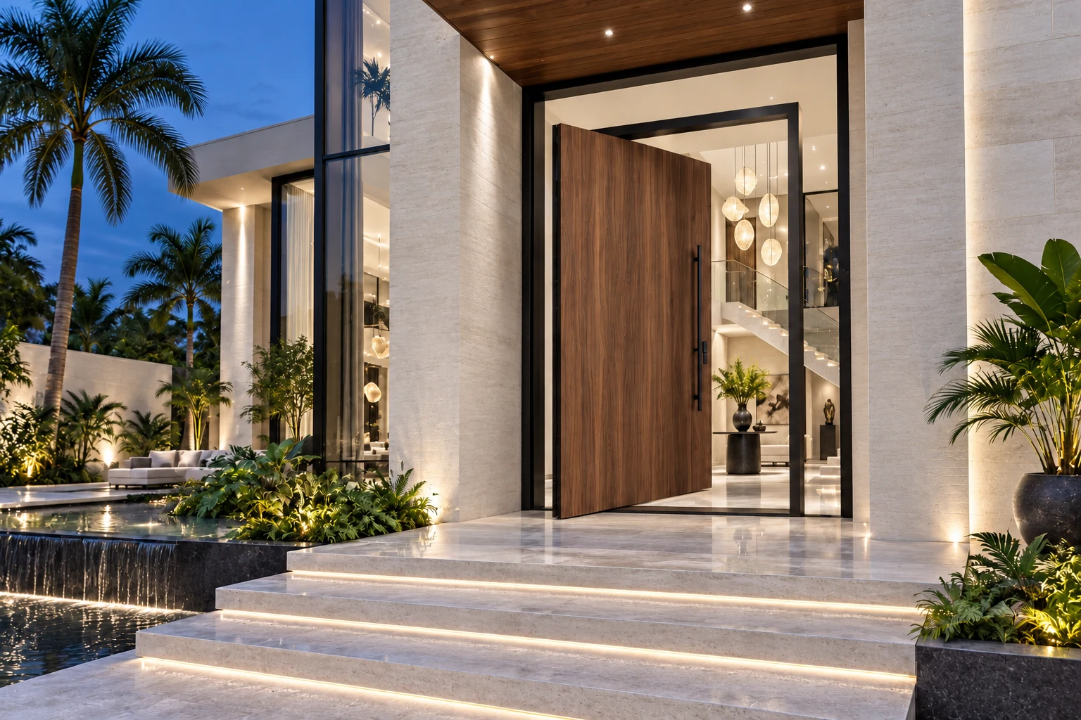 Walnut architectural entrance